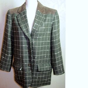Think Tank Lat Naylor Brown Check Leather Trim Jac